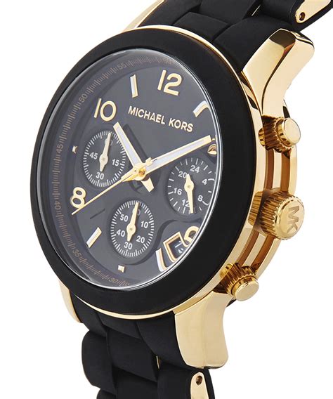 michael kors watch leather strap black and gold|Michael Kors silicone watch band.